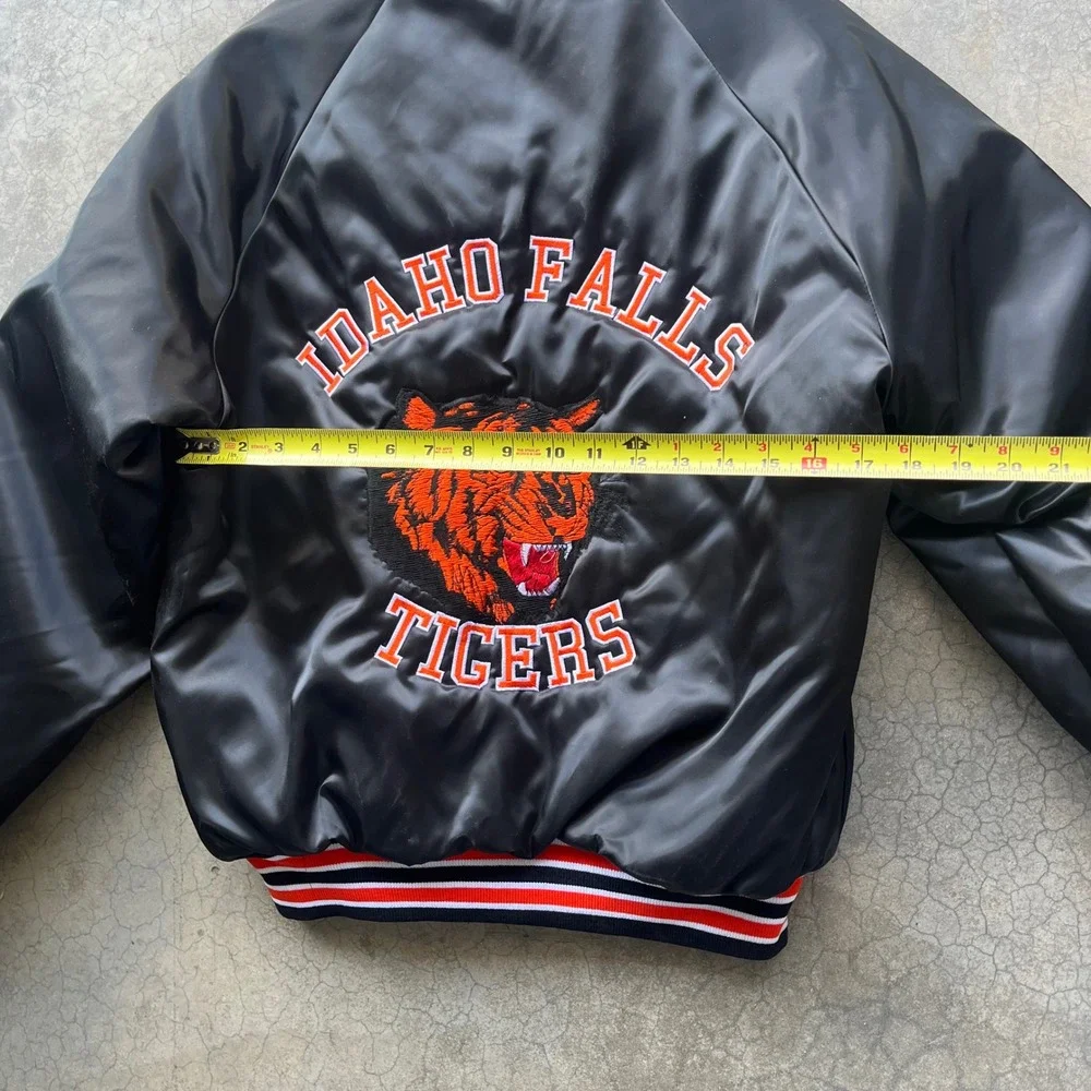 Vintage WestArk Idaho Falls Tigers Satin Varsity Jacket Mens Medium Black USA